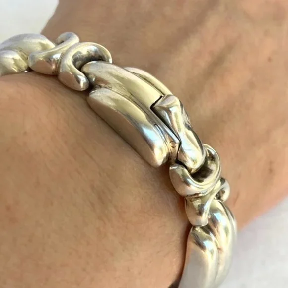 VTG Sterling Silver 925 Signed Bayanihan Modernist Panel Link Bracelet 7.25" 34g - Picture 12 of 16